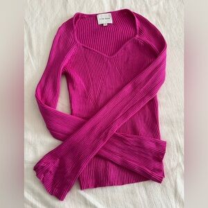 Pink Rose Magenta Ribbed Sweater
